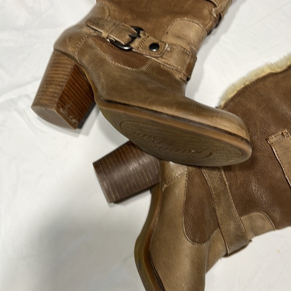 Gianni‎ Bini Brown Heeled Boots with Fur Trim - Picture 7 of 11